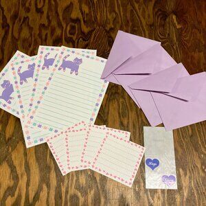 Vintage kitty hearts stationery lined writing paper with envelopes memo paper